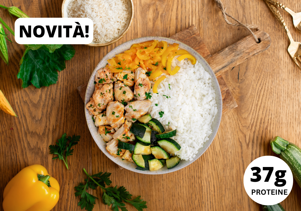 Athletes line: Pollo, riso, zucchine e peperoni