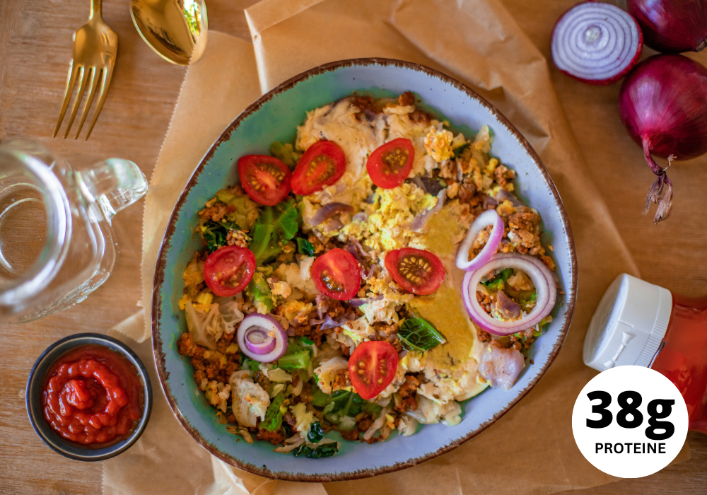 Cheeseburger bowl con manzo