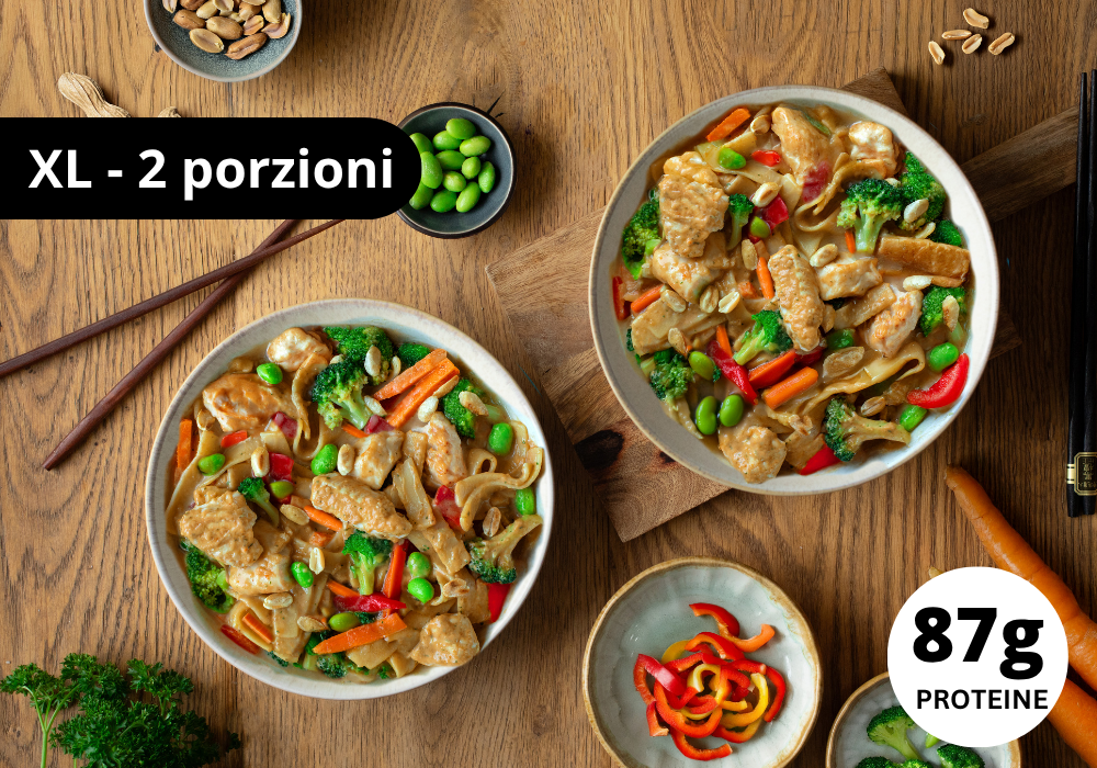 ~ Noodles asiatici alle arachidi con pollo (XL, 2 porzioni)