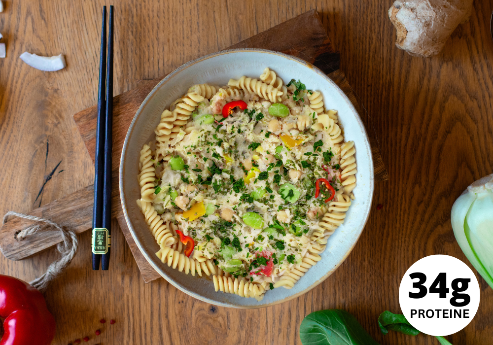 🌱 Fusilli proteici con salsa al cocco e lemongrass