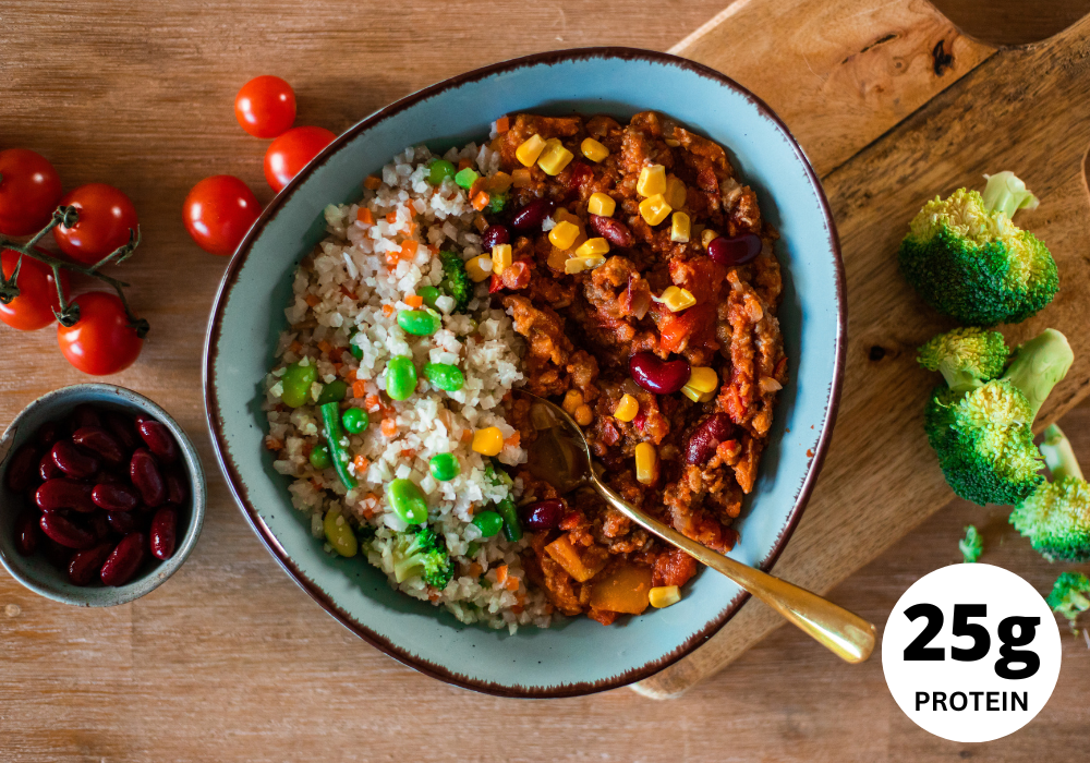 Chili con carne e riso di cavolfiore
